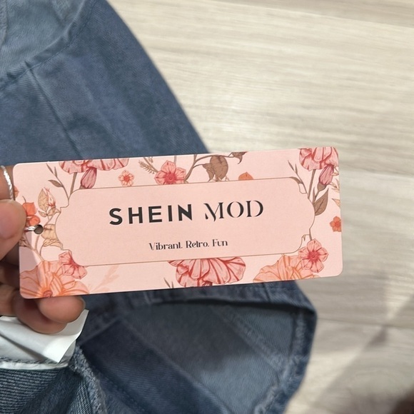 SHEIN MOD Dark Washed Zip Up Denim Top Size Small NWT - Picture 5 of 7